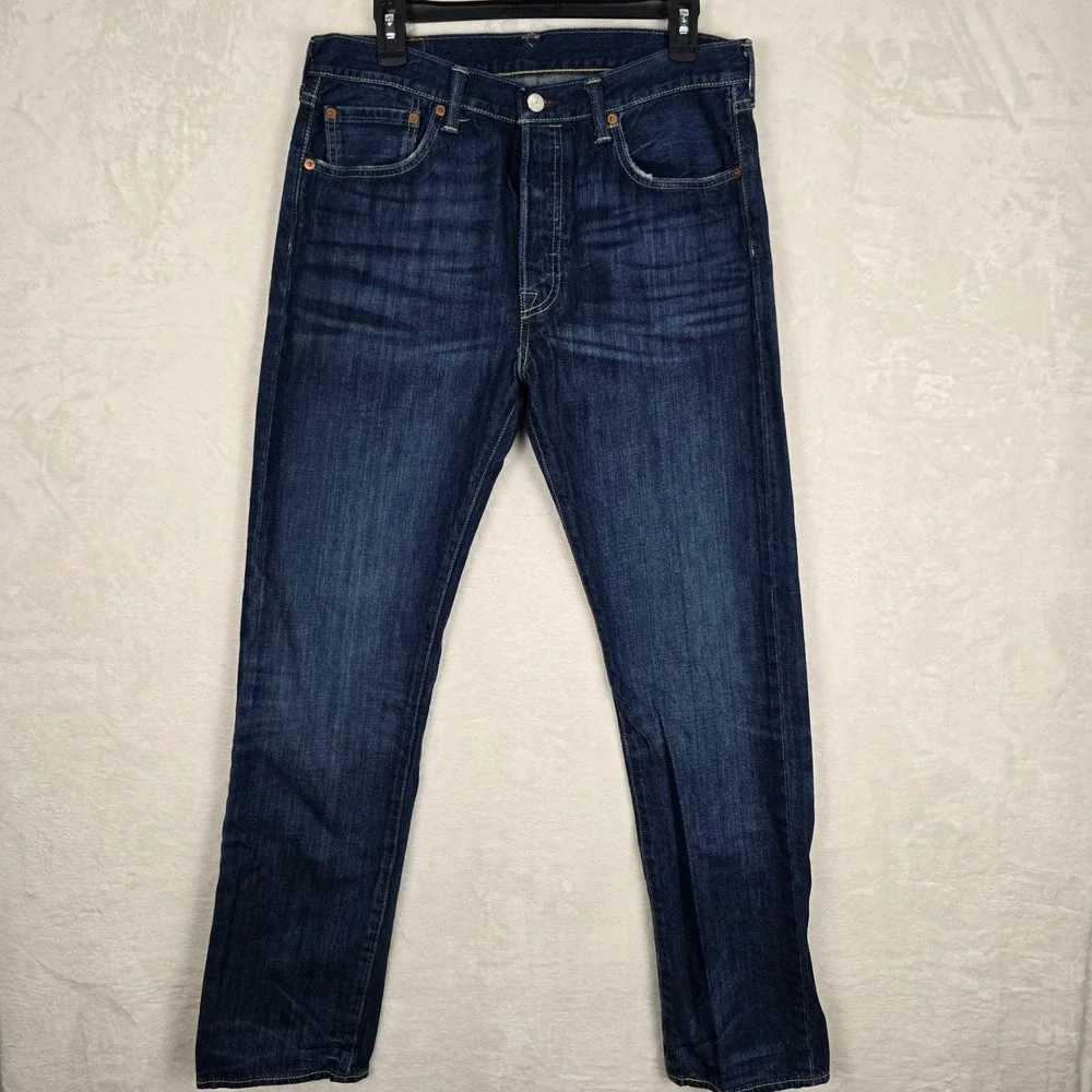 Levis 501 Original Fit Jeans Mens 33x32 Dark Wash Straight Leg Indigo 00501-1629
